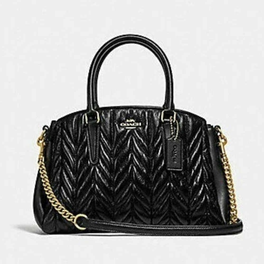 Coach Quilted Leather Shoulder Bag Satchel with Crossbody Strap